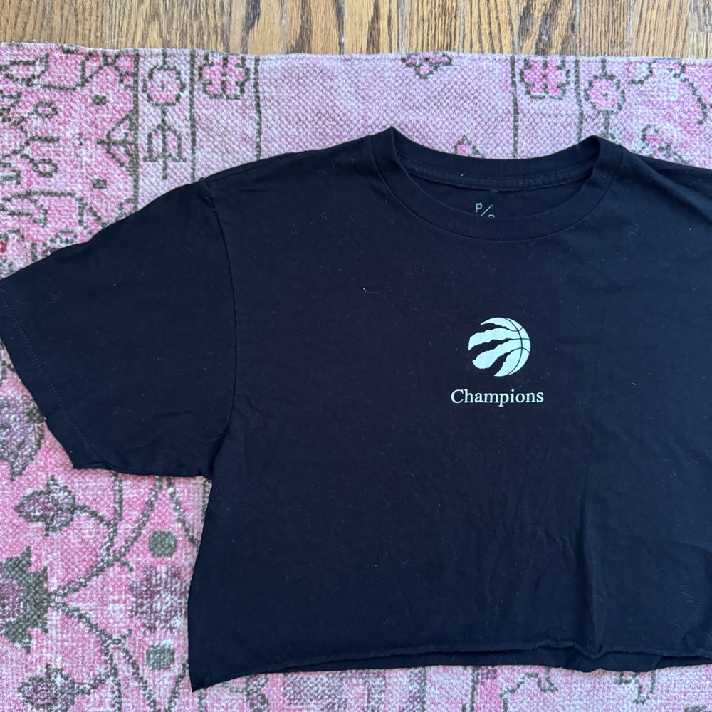 Peace Collective Raptors Champions Black Graphic Crop Top - Size M - Picture 3 of 6